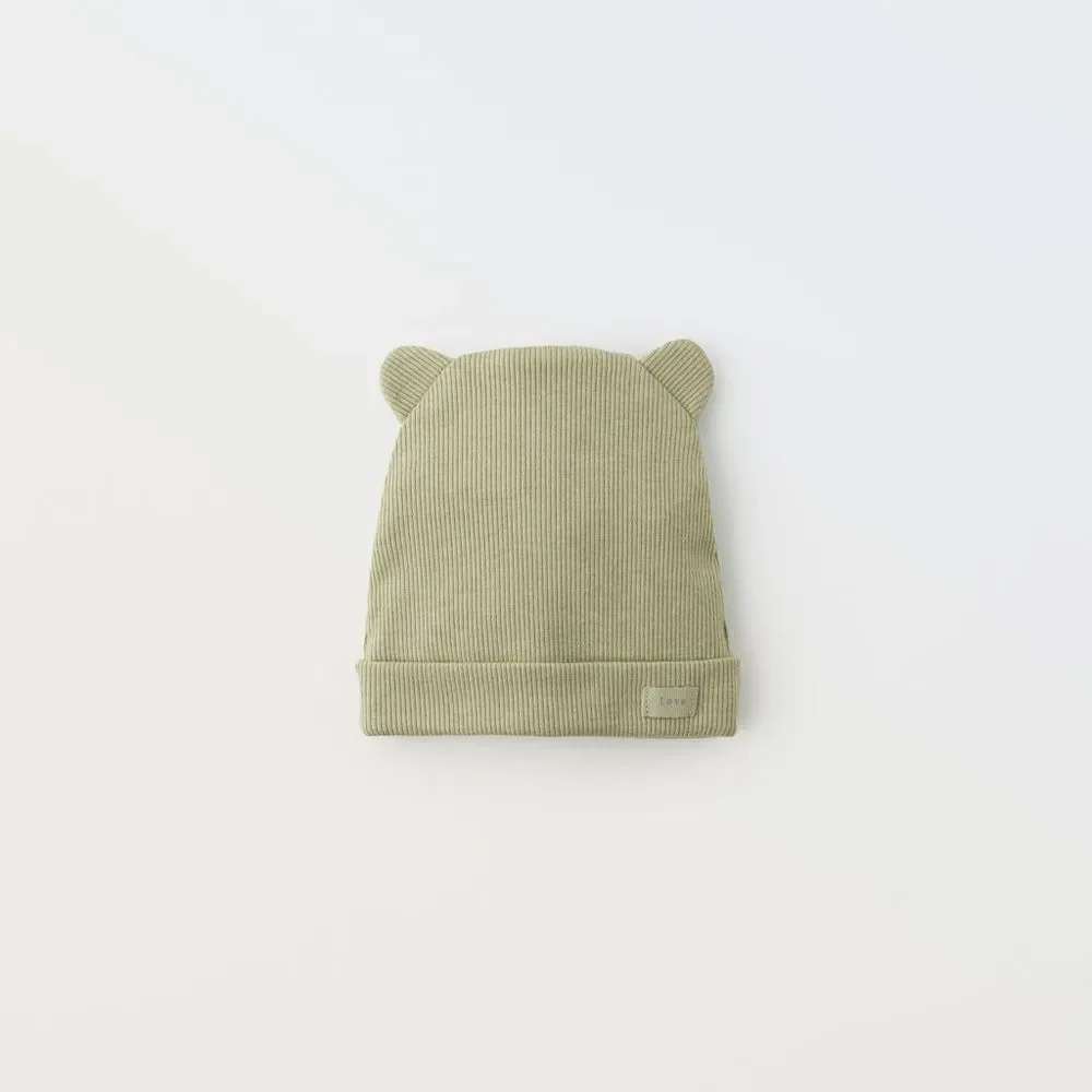 Zara RIBBED EAR APPLIQUÉS HAT size 1-6 months